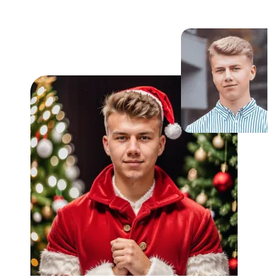 功能：使用圣诞装饰变身圣诞老人